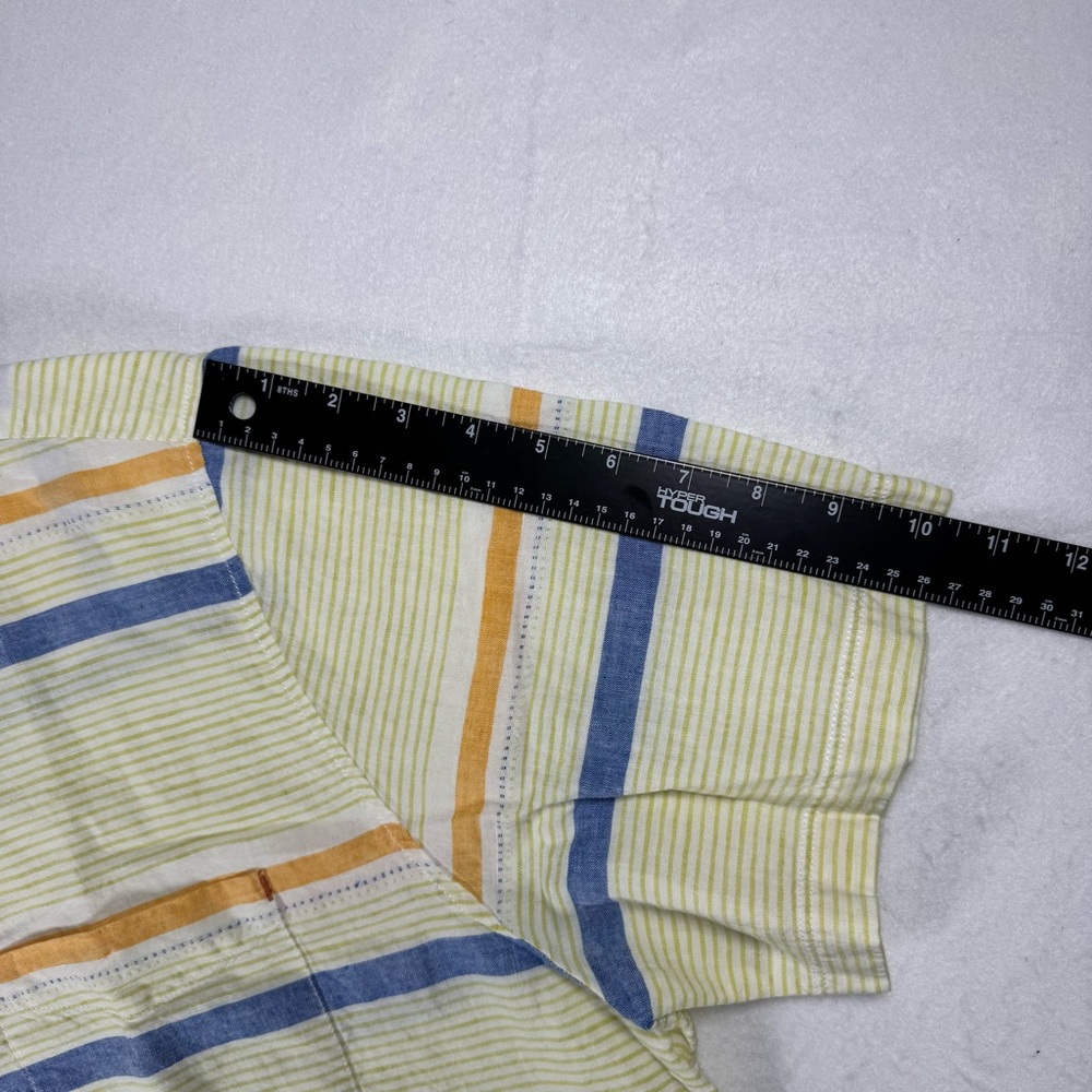 32 Bar Blues‎ Men’s XL Linen Cotton Striped Short Sleeve Shirt - Picture 8 of 10